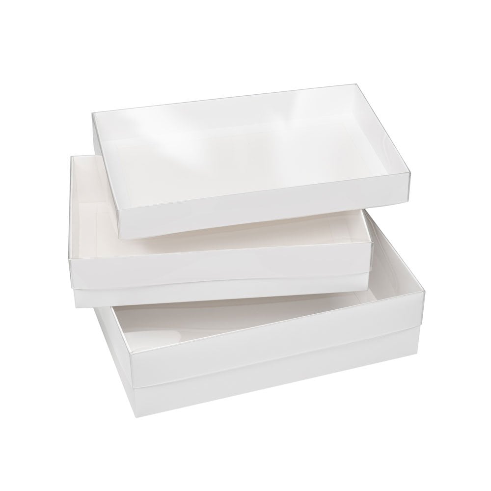 White Deluxe Treat Boxes with Clear Lid