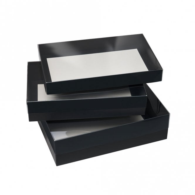 Black Deluxe Treat Boxes with Clear Lid