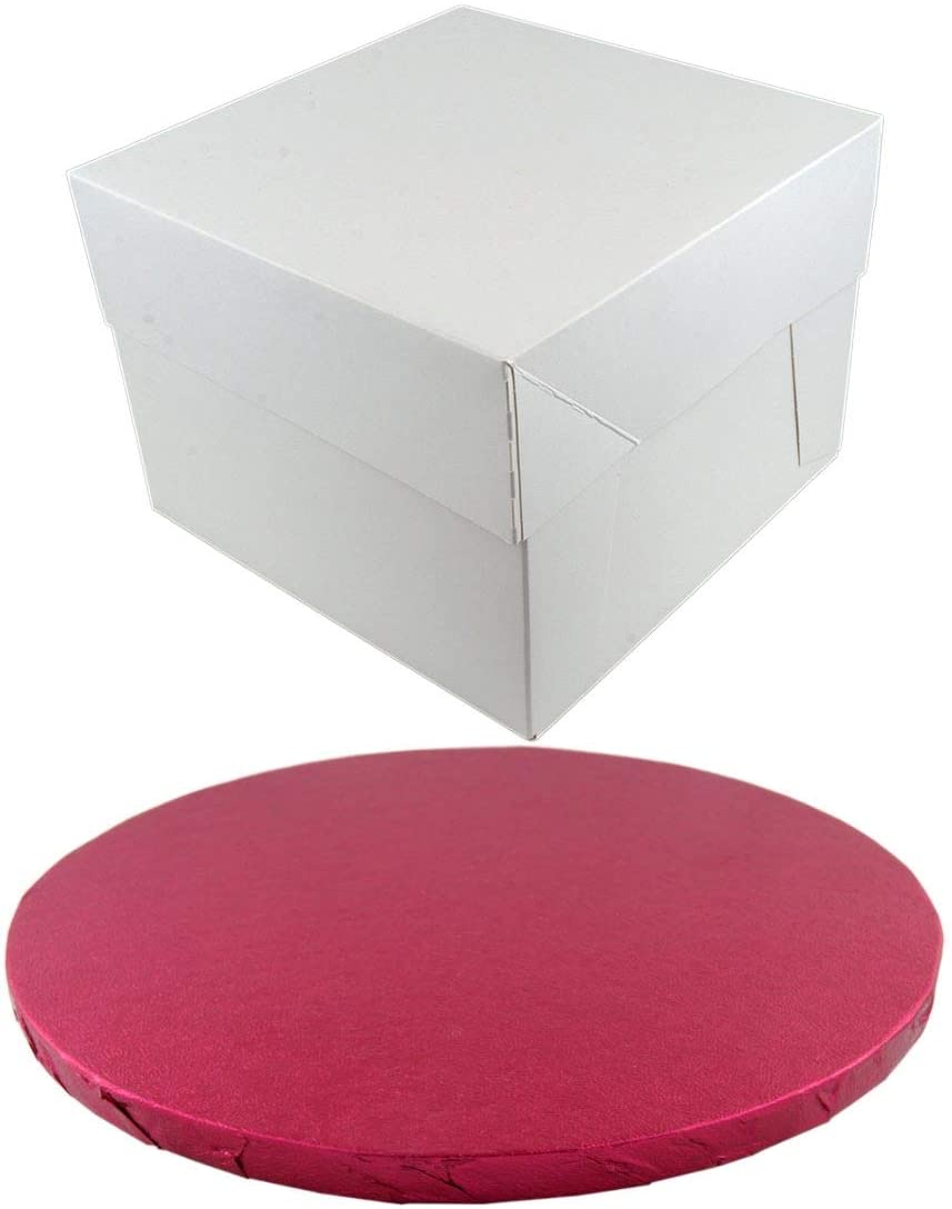 Cake Board and Box - Cerise