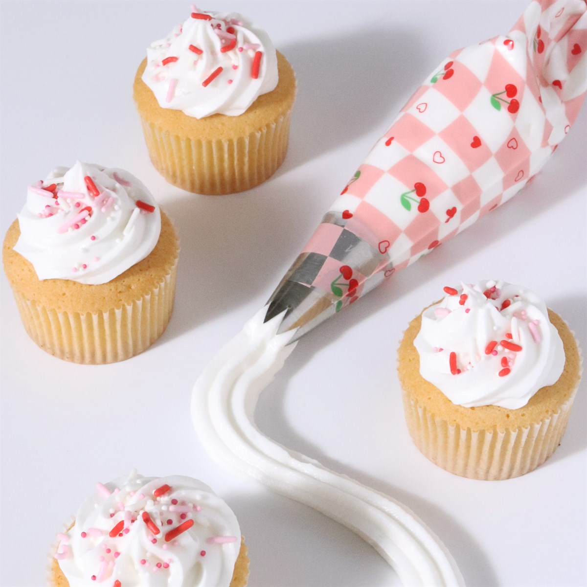 12 Disposable Icing Piping Bags - Cherry Checkerboard