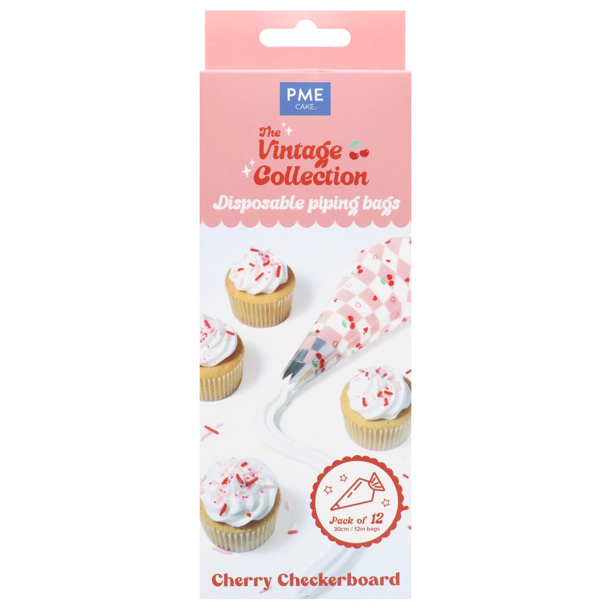 12 Disposable Icing Piping Bags - Cherry Checkerboard