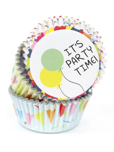 Party Time Set of Foil Lined Cupcake Cases - 3 Design pack of 60.