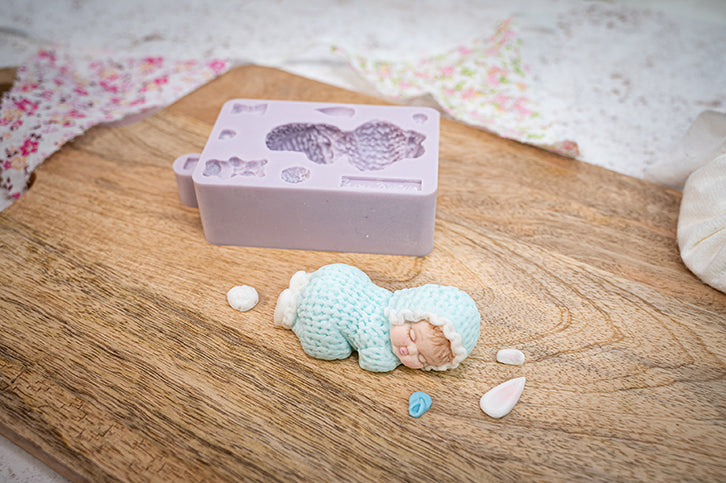 3D Sleeping Baby Mould - Dressed Silicone Mould