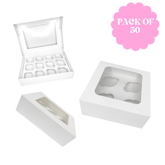 BULK White Cupcake Box With Window