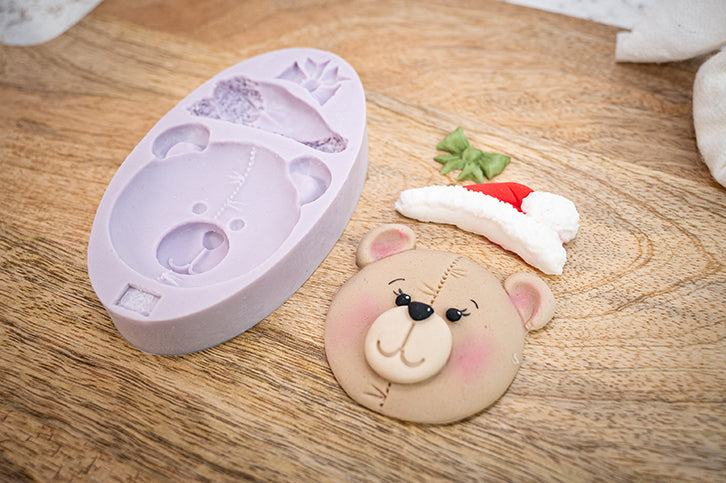 Cupcake Top - Teddy Face Silicone Mould