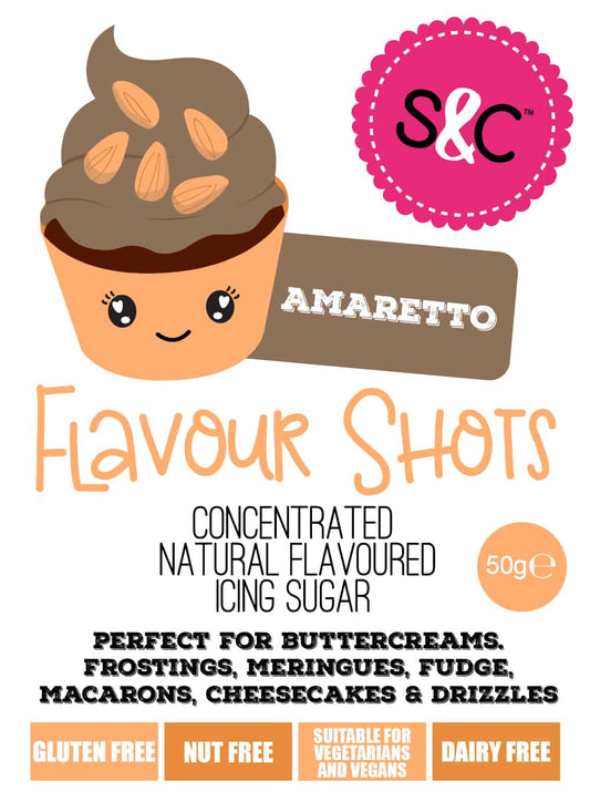 Amaretto Coffee - Flavour Shots - Concentrated Icing Sugar 50g