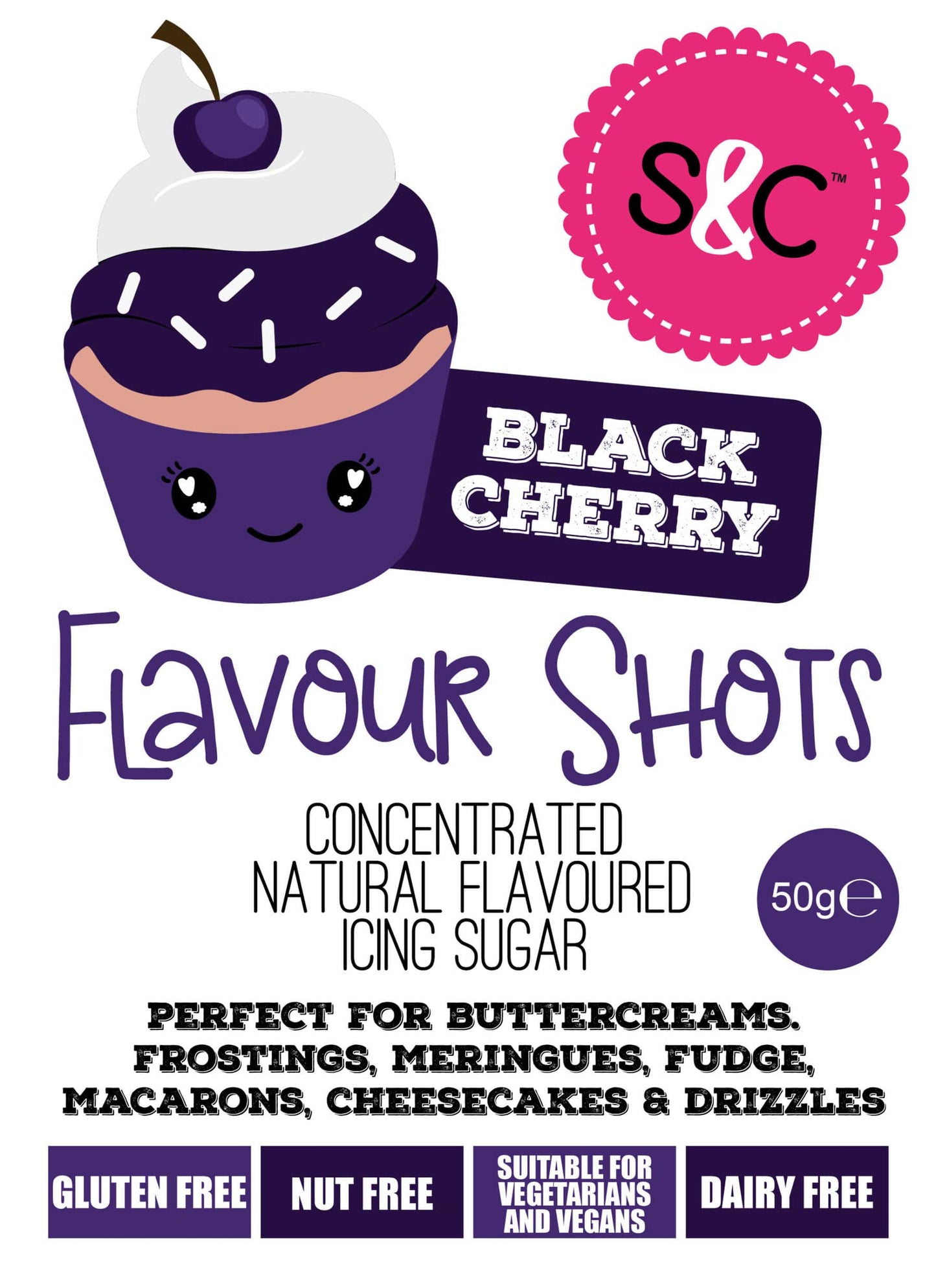 Black Cherry - Flavour Shots - Concentrated Icing Sugar 50g