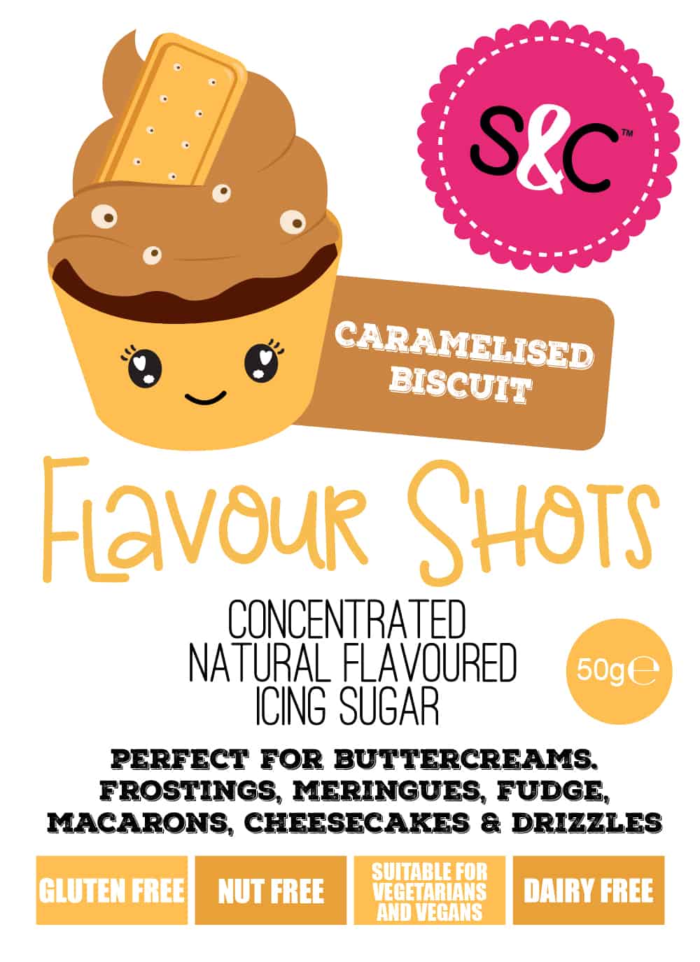 Caramelised Biscuit - Flavour Shots - Concentrated Icing Sugar 50g