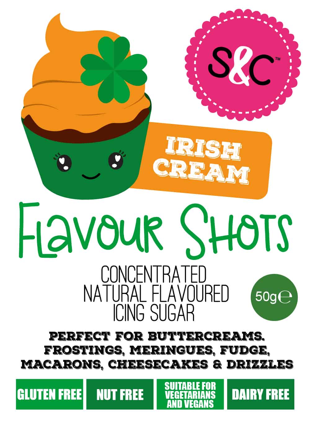 Irish Cream - Flavour Shots - Concentrated Icing Sugar 50g