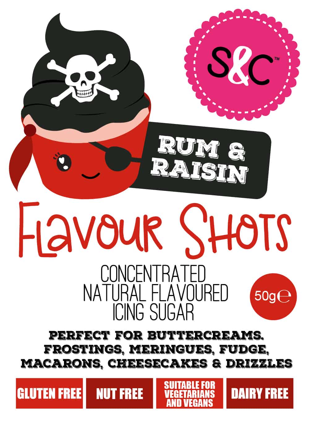 Rum & Raisin - Flavour Shots - Concentrated Icing Sugar 50g