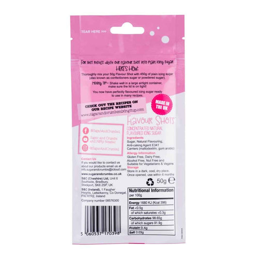 Strawberry Milkshake - Flavour Shots - Concentrated Icing Sugar 50g