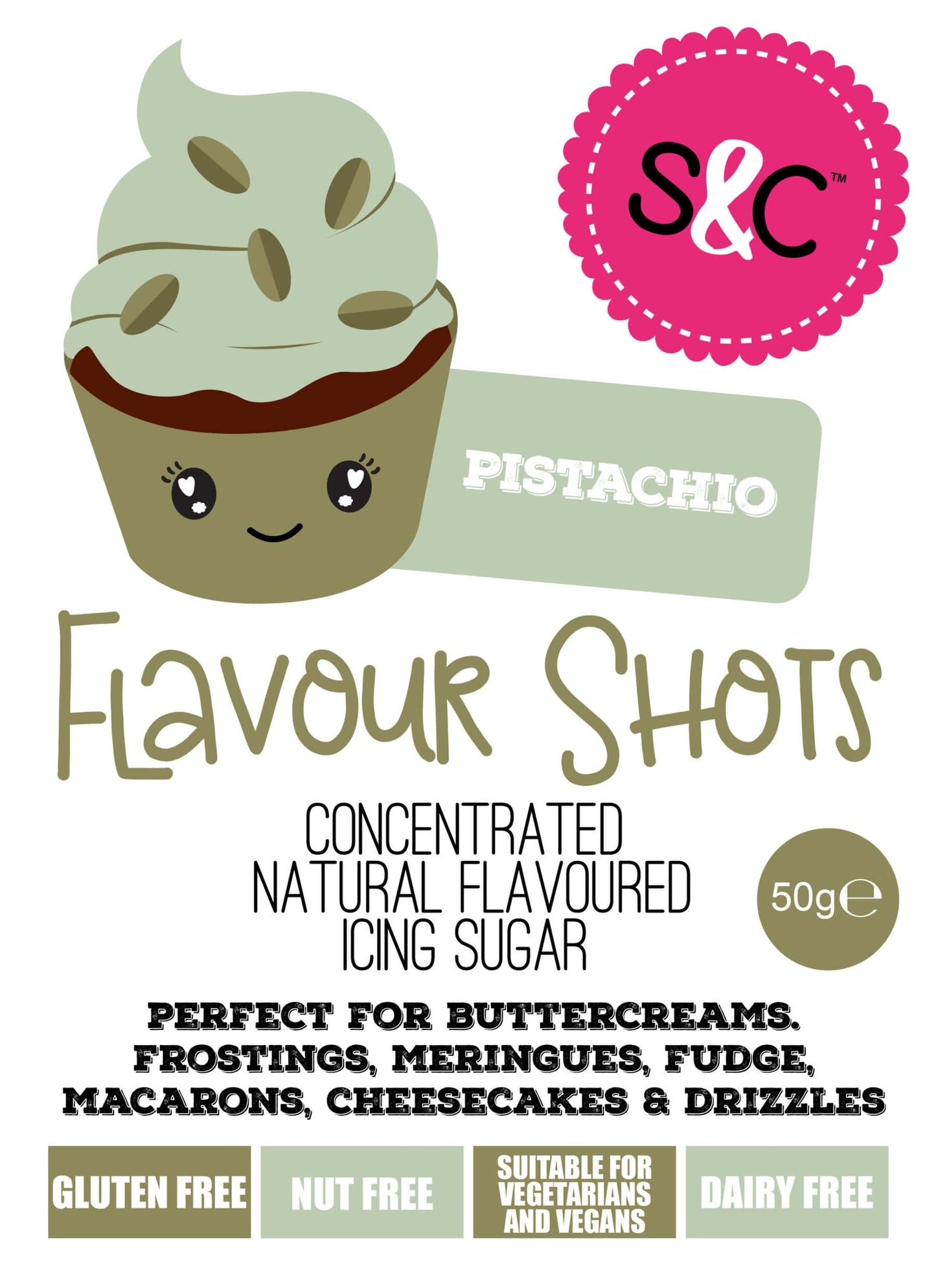 Pistachio - Flavour Shots - Concentrated Icing Sugar 50g