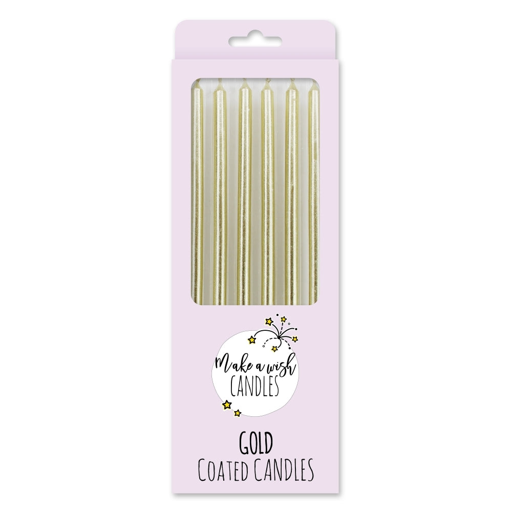 MAKE A WISH Tall (4 Colours) Metallic Candles x 6