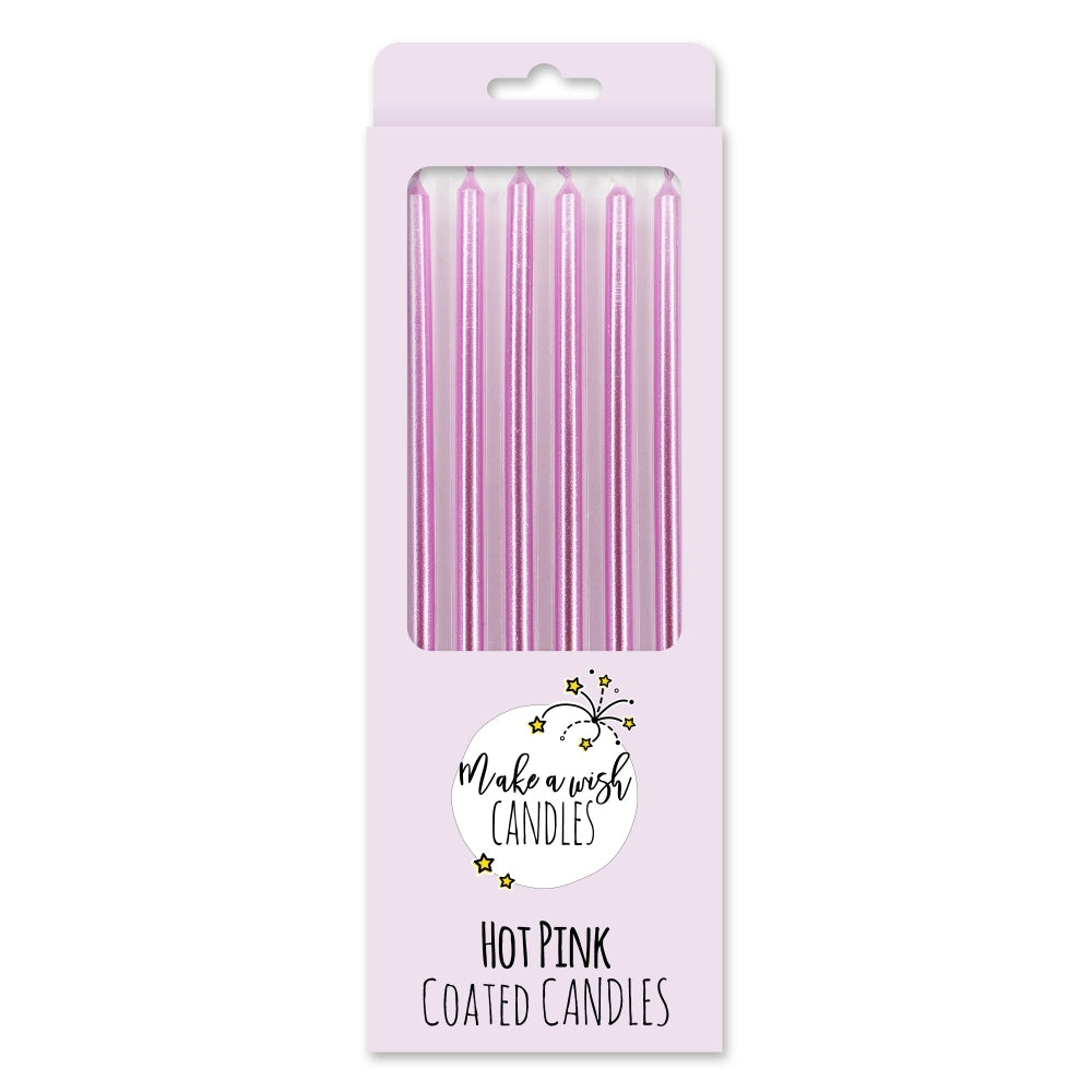 MAKE A WISH Tall (4 Colours) Metallic Candles x 6