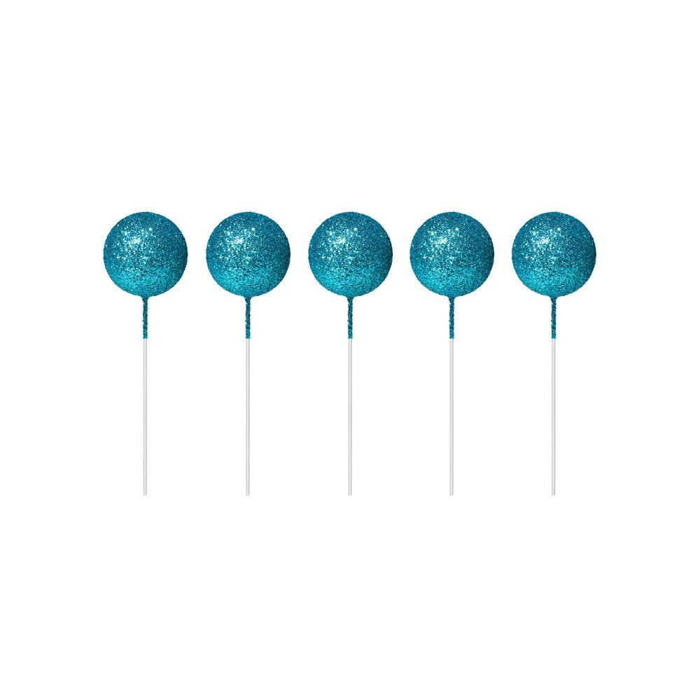 Lake Blue - Sphere Cake Deco Balls (Pack Of 5)