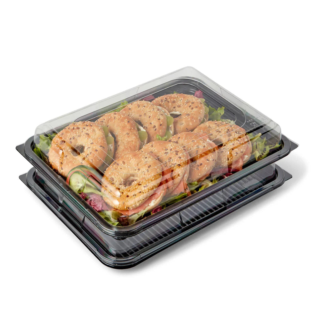 Medium Black Serving Platters With Clear Lids