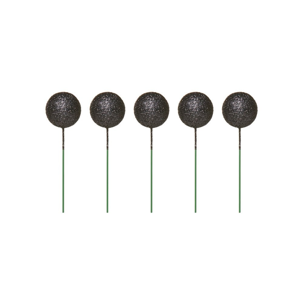 Metallic Black - Sparkle Foam Cake Deco Balls (Pack Of 5)