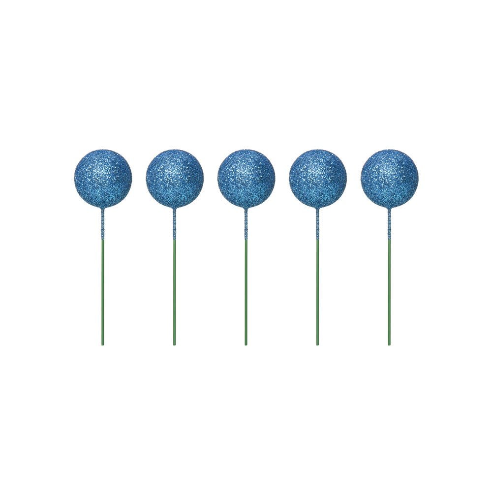 Metallic Blue - Sparkle Foam Cake Deco Balls (Pack Of 5)