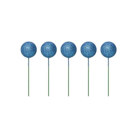 Metallic Blue - Sparkle Foam Cake Deco Balls (Pack Of 5)