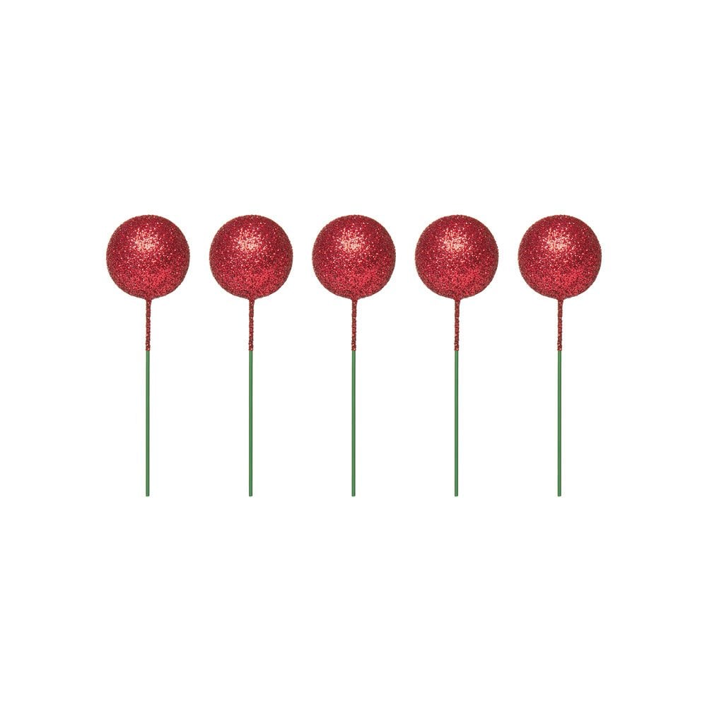 Metallic Red - Sparkle Foam Cake Deco Balls (Pack Of 5)