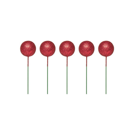 Metallic Red - Sparkle Foam Cake Deco Balls (Pack Of 5)