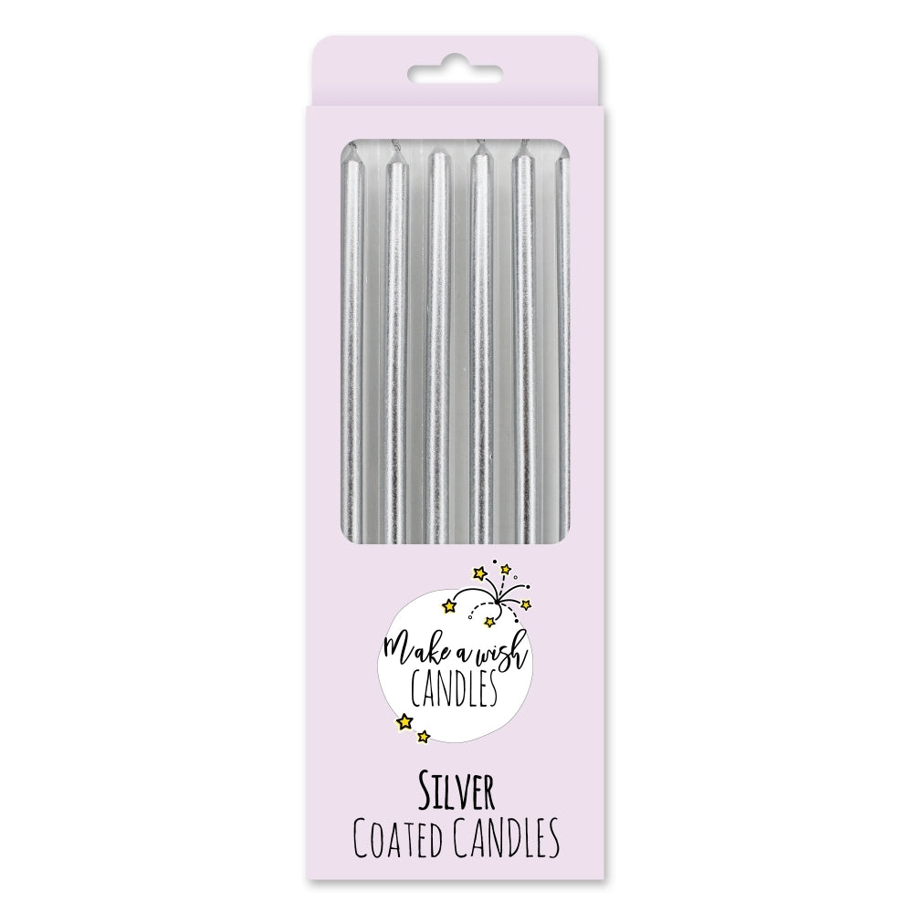 MAKE A WISH Tall (4 Colours) Metallic Candles x 6