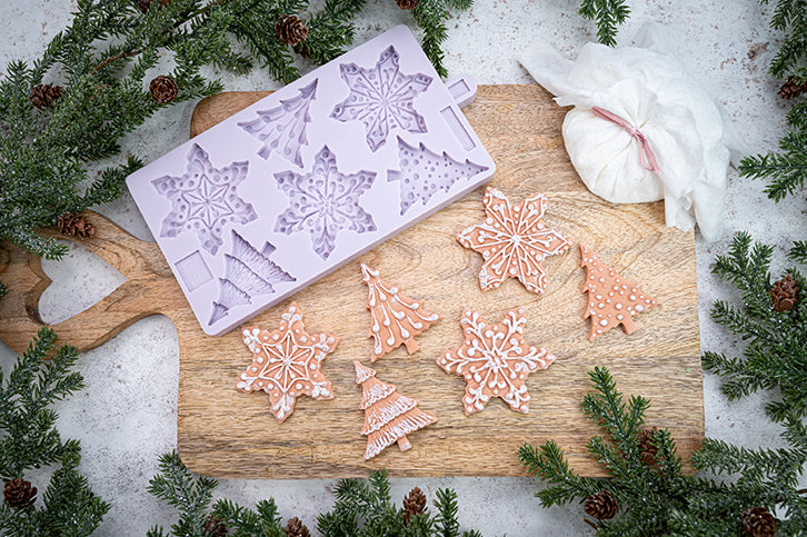 Snowflakes & Christmas Trees Silicone Mould