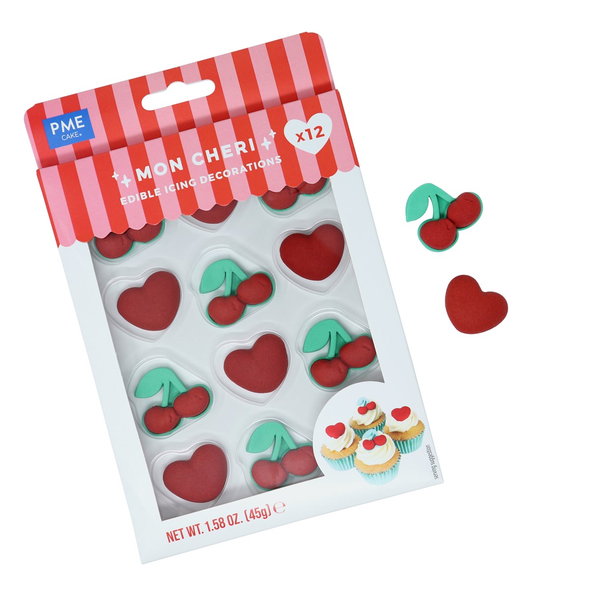 Valentine's Edible Sugar Decorations - Mon Cheri (Pack of 12)