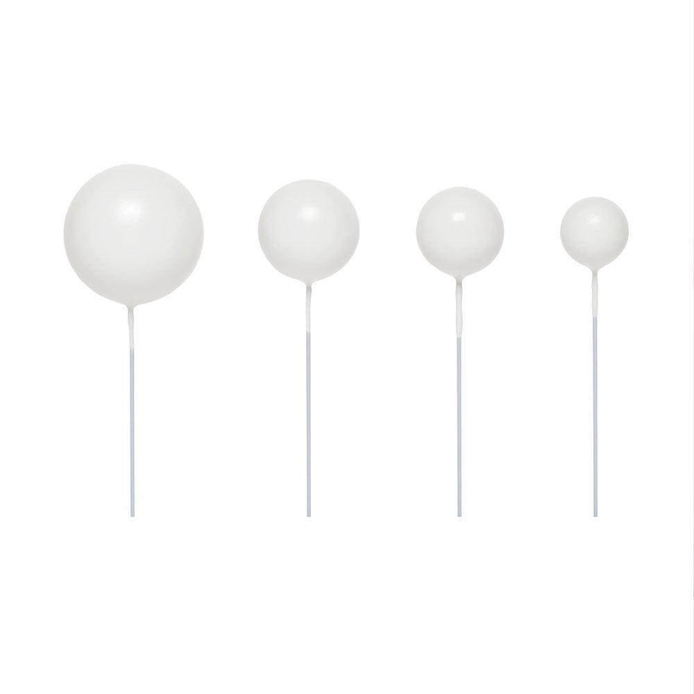 White - Sphere Cake Deco Balls (Pack Of 5)