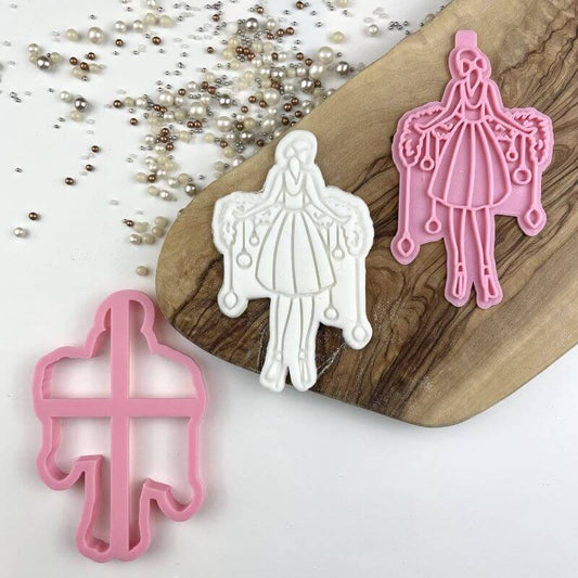 Woman Hanging Garland Christmas Cookie Cutter and Embosser