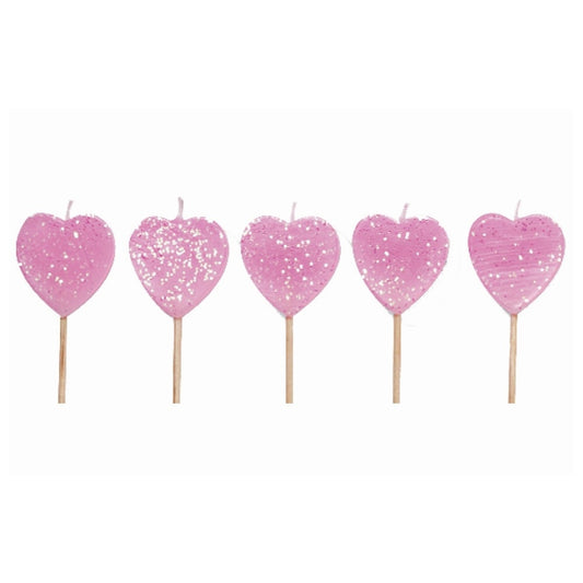 ANNIVERSARY HOUSE - Glitter Heart Birthday Candles x 10