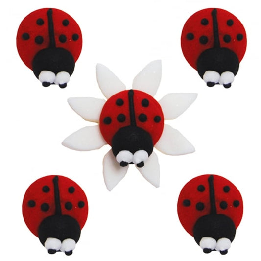 ANNIVERSARY HOUSE Ladybird Sugar Toppers x 5