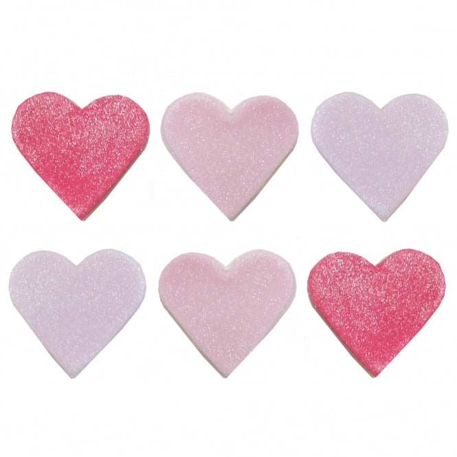 ANNIVERSARY HOUSE Matt Hearts Sugar Toppers x 6