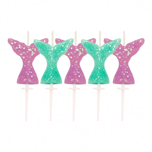 ANNIVERSARY HOUSE - Mermaid Tail Glitter Candles x 5