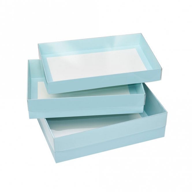 Blue Deluxe Treat Boxes with Clear Lid