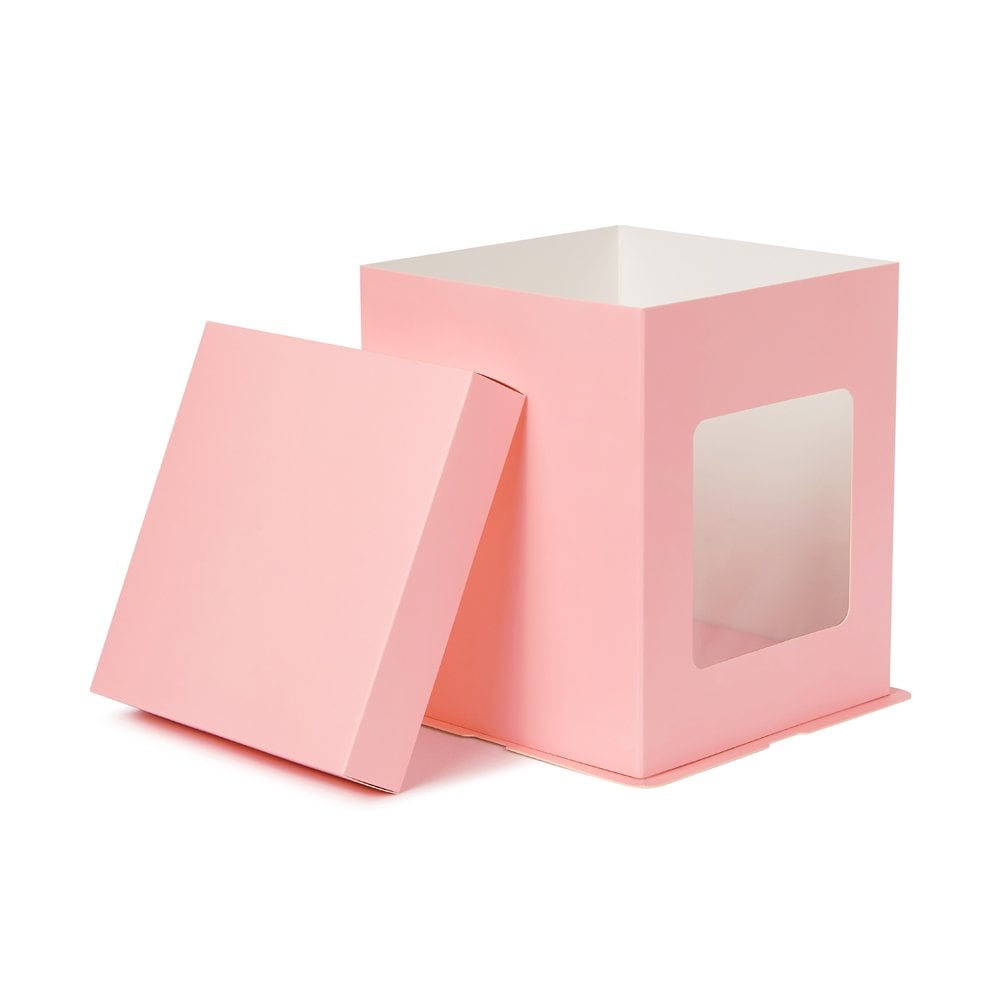 Baby Pink Tall Stylish Cake Box with Window