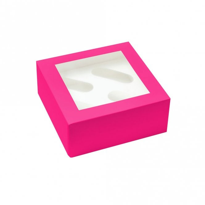 HOT PINK Premium Cupcake Boxes- Holds 4