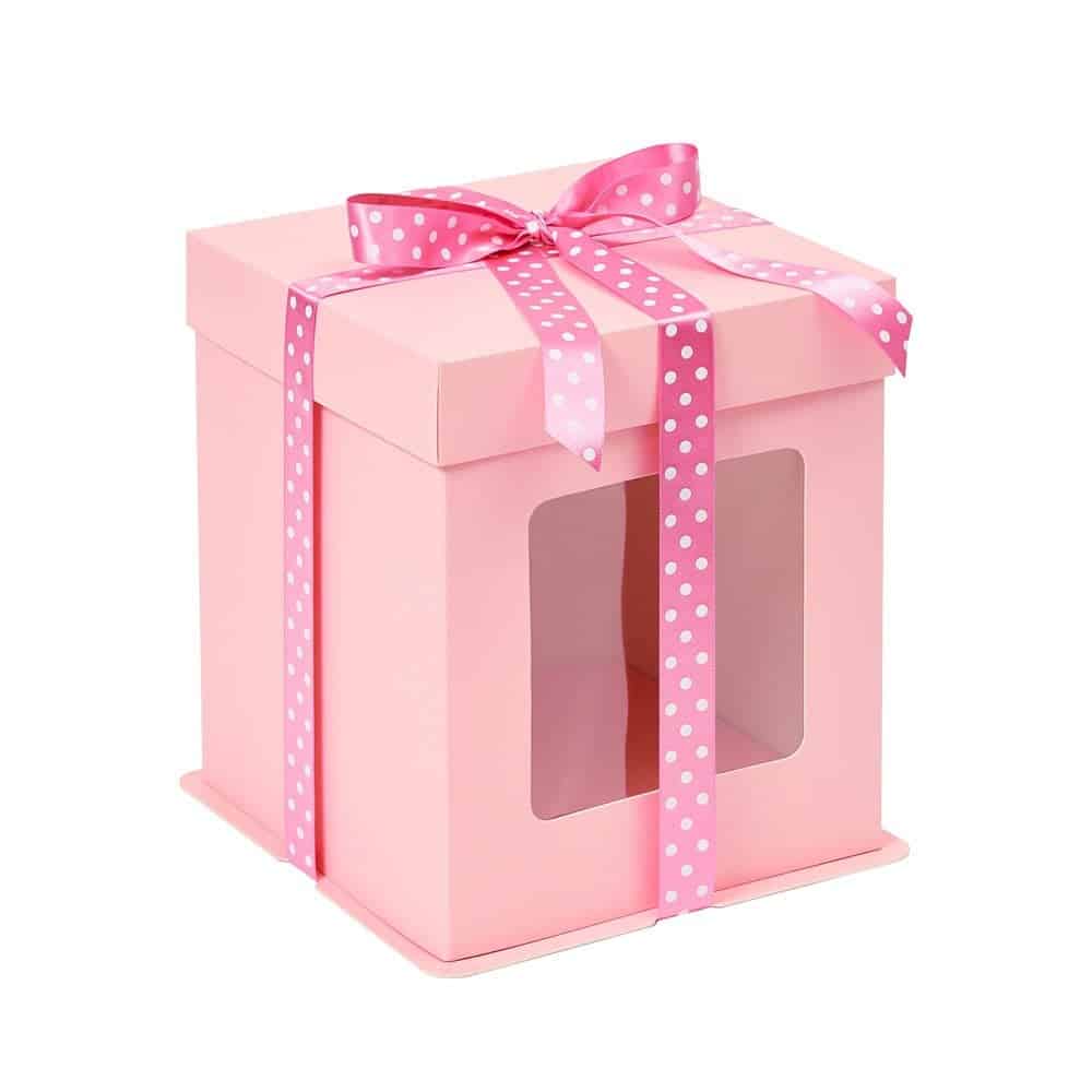 Lipstick PINK Tall Stylish Cake Box with Window