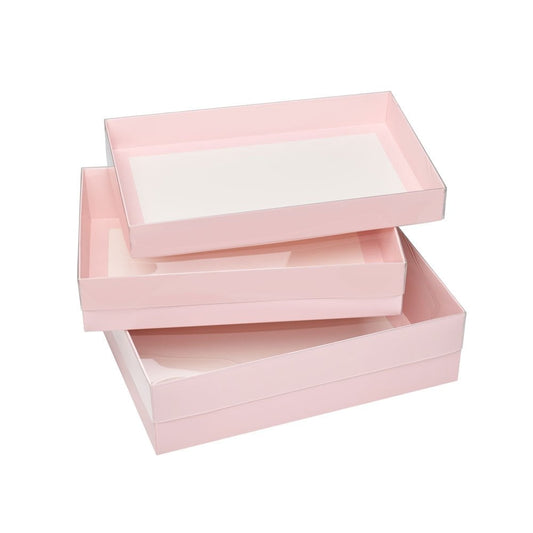 Pink Deluxe Treat Boxes with Clear Lid