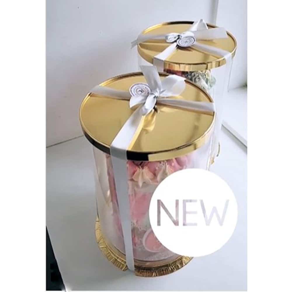 PRESTIGE GOLD-Deluxe PVC Transparent Crystal Cake Box