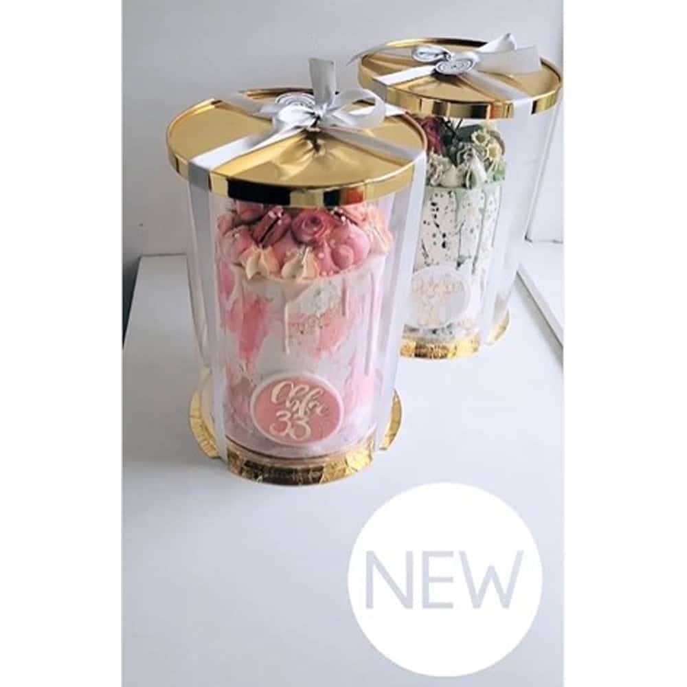 PRESTIGE GOLD-Deluxe PVC Transparent Crystal Cake Box