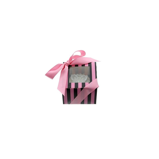 Single Pink & Black Luxury Striped Cupcake Box