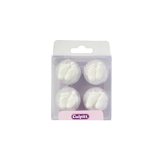 CULPITT White Baby Feet Edible Royal Icing Toppers x 12