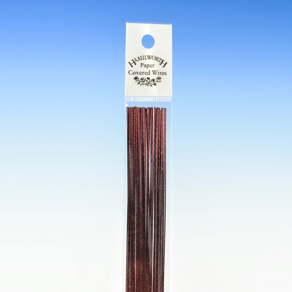 HAMILWORTH 24 & 26 Gauge - Metallic Dark Red Florist Wire x 50