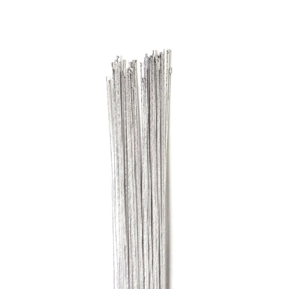 HAMILWORTH 22 & 26 Gauge - Silver Metallic Florist Wires x 25