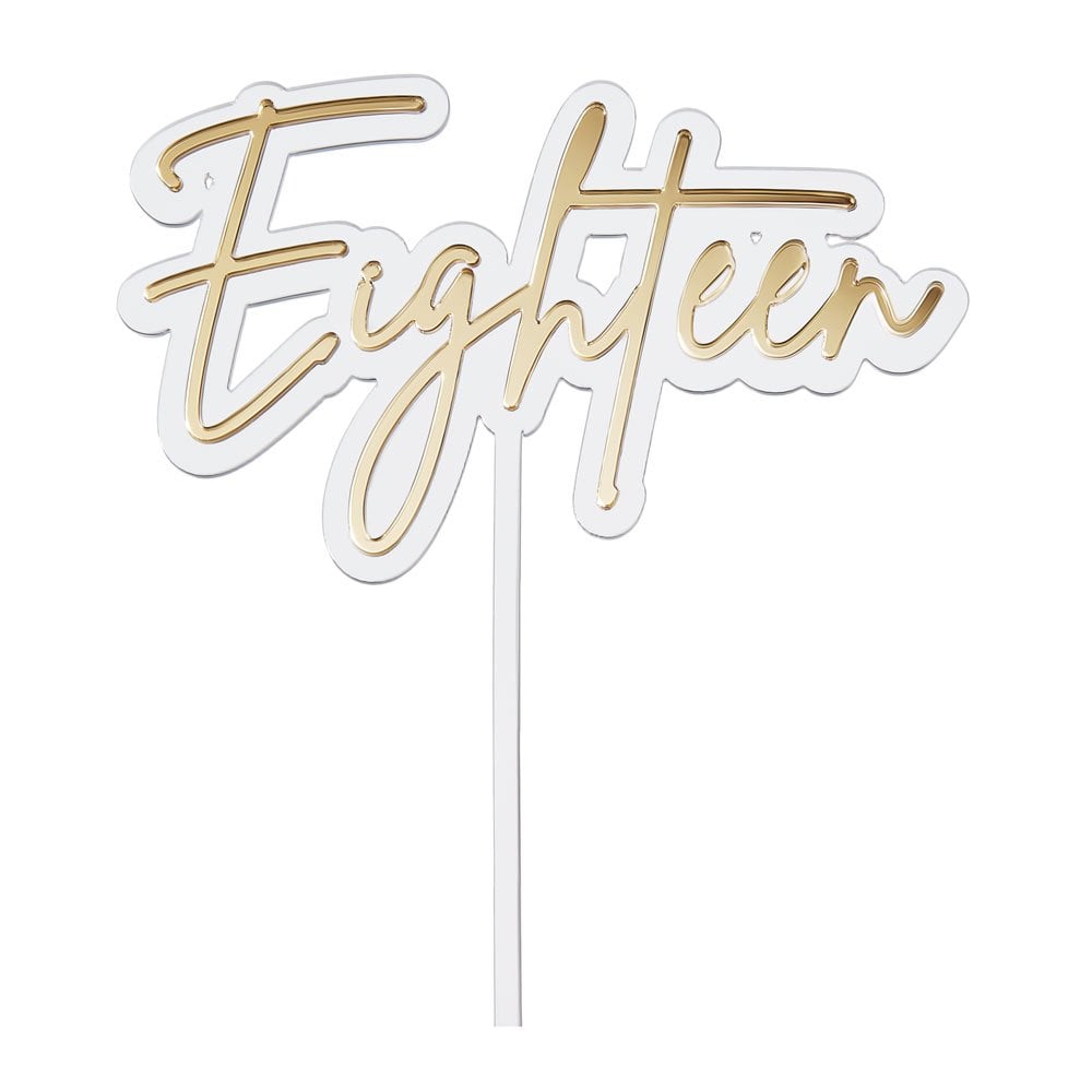 Eighteen - Clear/Gold Double Layer Cake Decorating Topper