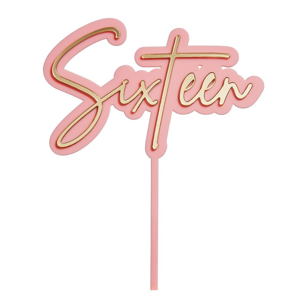 Sixteen - Pink/Gold Double Layer Cake Decorating Topper