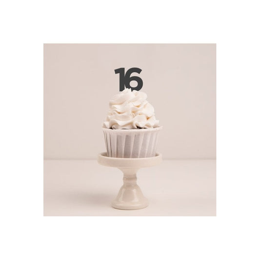 MAKE A WISH - Birthday Numbers - Black Acrylic Cupcake Toppers