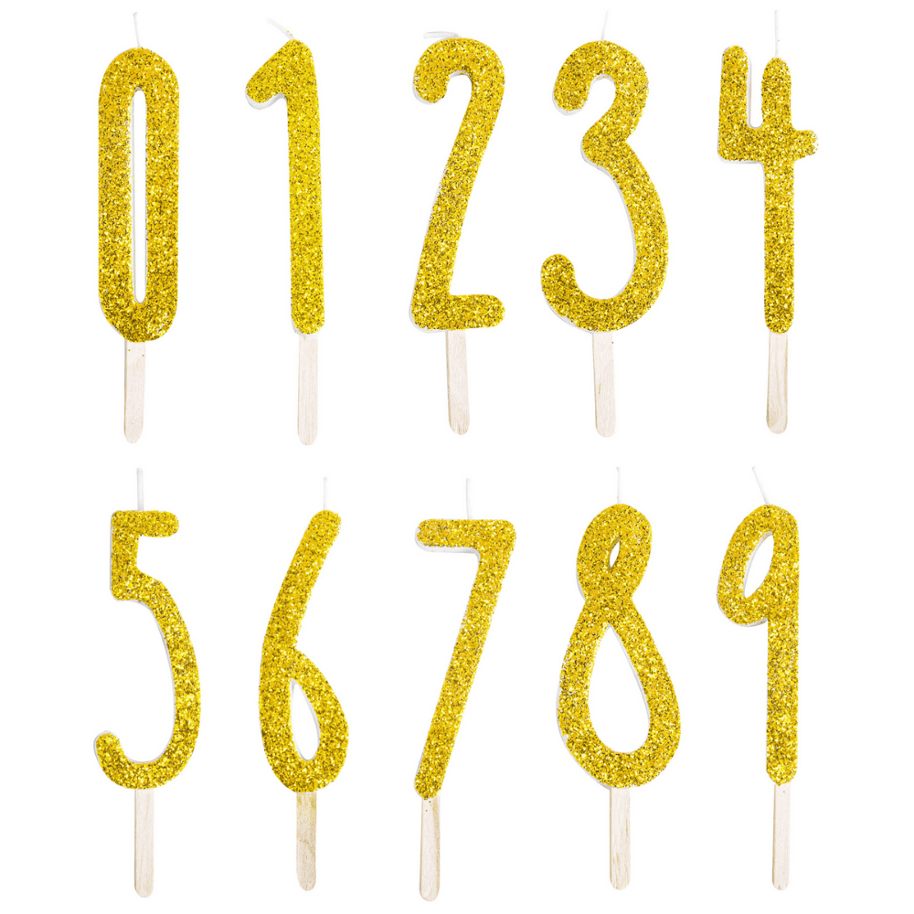 PME - Gold Glitter Number Candles