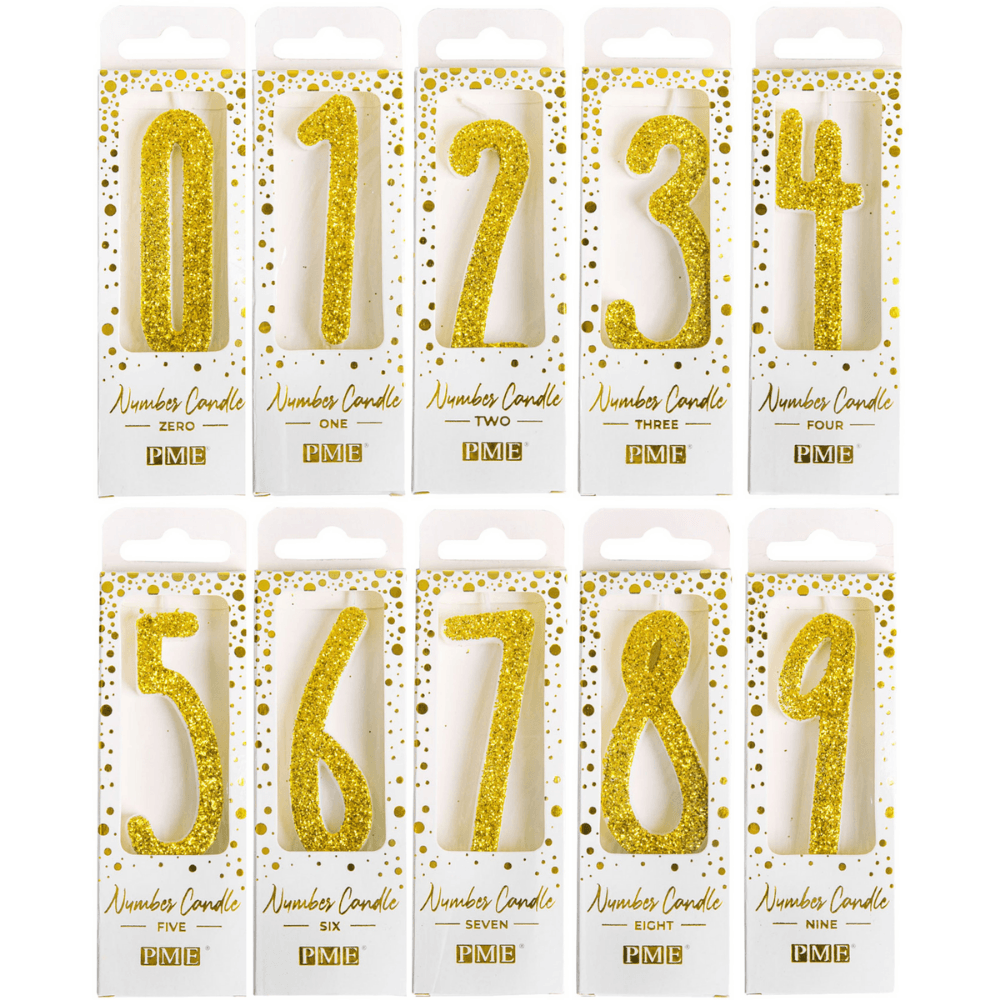 PME - Gold Glitter Number Candles